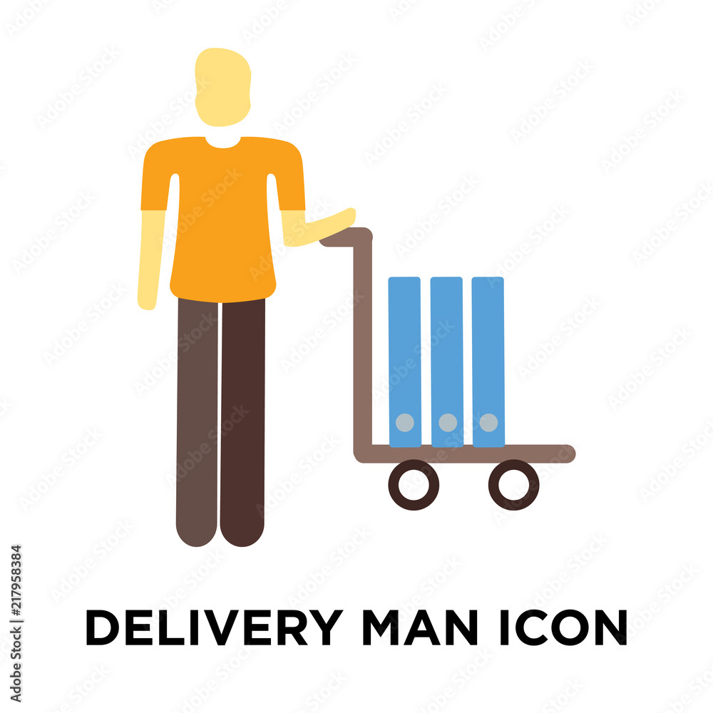 delivery man icon isolated on white background. Simple and editable delivery man icons. Modern icon vector illustration. delivery man icon isolated on white background. Simple and editable delivery man icons. Modern icon vector illustration.