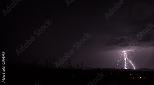 Lightning bolts from monsoon storms in northern Arizona