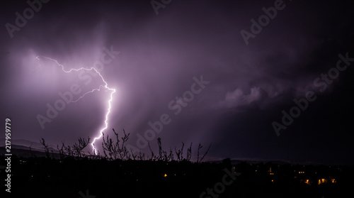 Lightning bolts from monsoon storms in northern Arizona