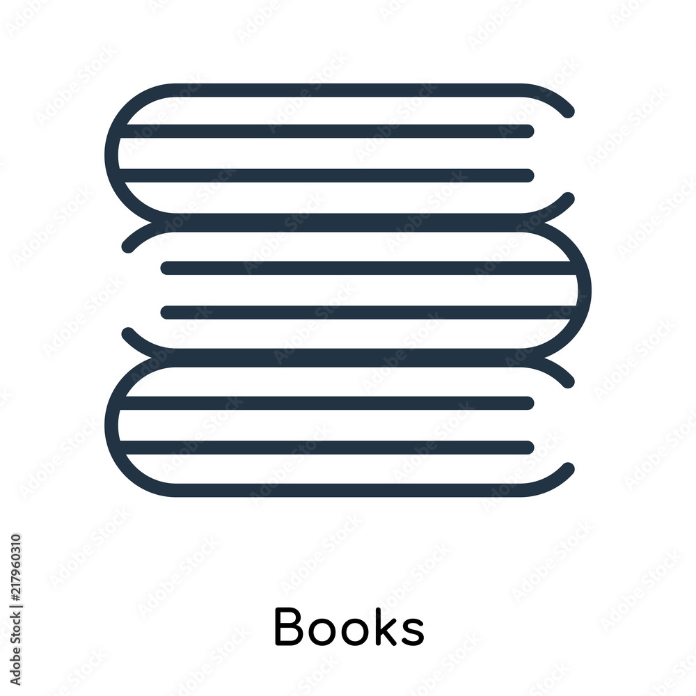 Books icon vector isolated on white background, Books sign , thin symbols or lined elements in outline style