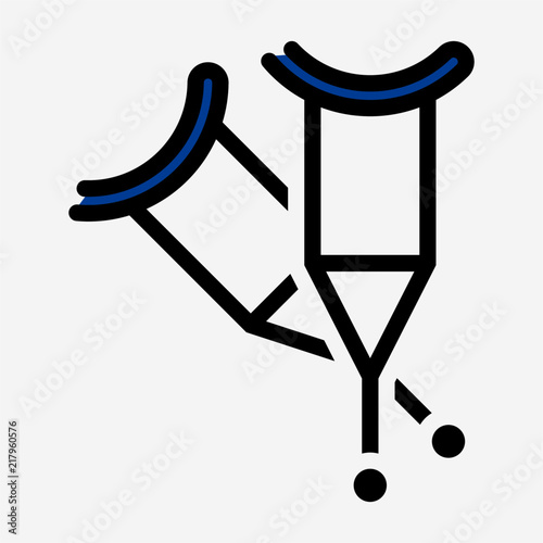 Coloured outline crutch pixel perfect vector icon