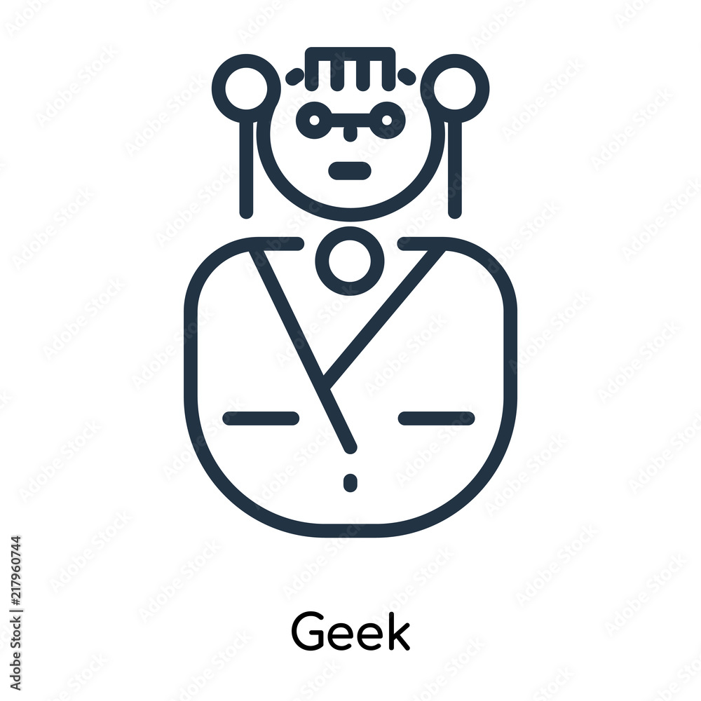 Geek icon vector isolated on white background, Geek sign , thin symbols or lined elements in outline style Geek icon vector isolated on white background, Geek sign , thin symbols or lined elements in outline style
