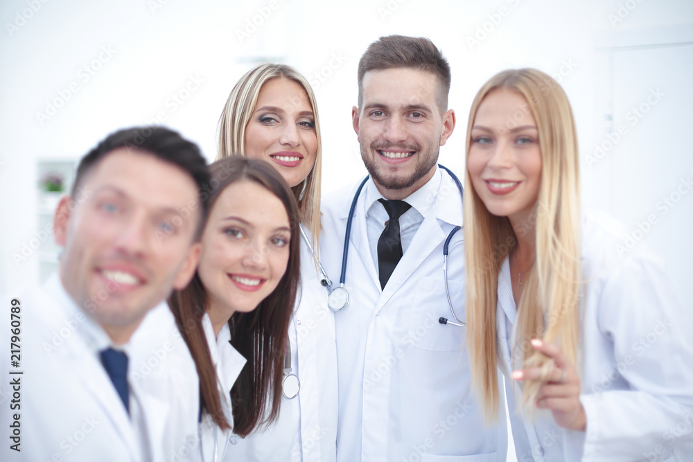 closeup.Portrait of a doctor and medical team closeup.Portrait of a doctor and medical team