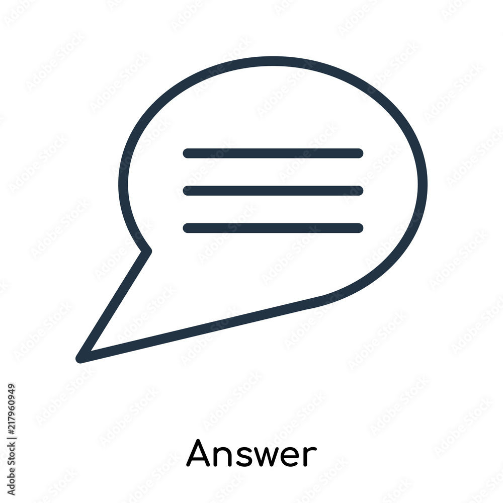 Answer icon vector isolated on white background, Answer sign , thin symbols or lined elements in outline style Answer icon vector isolated on white background, Answer sign , thin symbols or lined elements in outline style