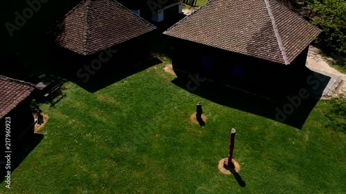 Aerial Drone View Of Beautiful Ethno Village Trsic photo