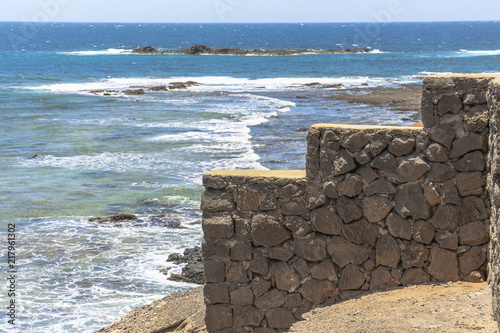 Stone wall on south end of Fuerteventura photo