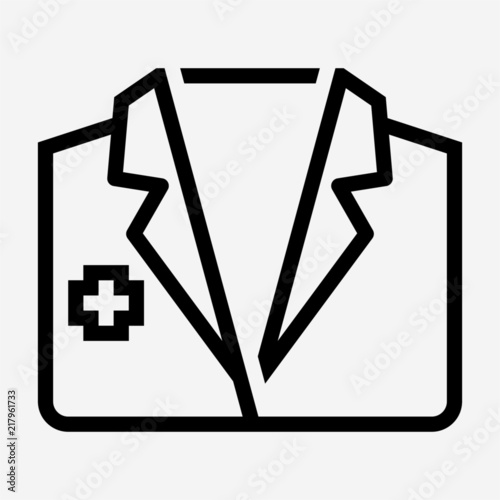 Outline doctor costume pixel perfect vector icon