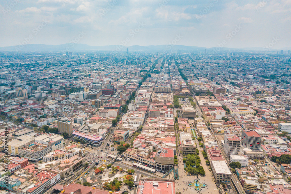 Guadalajara city seen from the sky in Jalisco, Mexico 