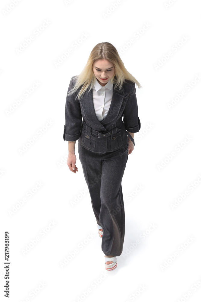 view from the top.young business woman walking forward view from the top.young business woman walking forward