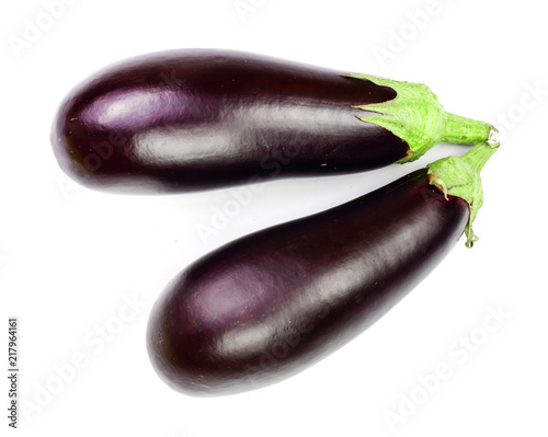 Wallpaper Mural eggplant or aubergine isolated on white background. Top view. Flat lay pattern Torontodigital.ca