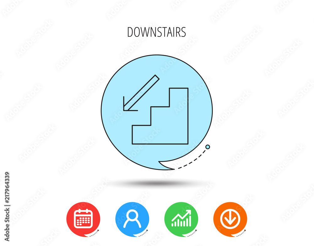 Downstairs icon. Direction arrow sign. Downstairs icon. Direction arrow sign.
