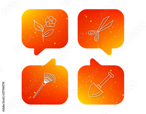 Scissors, flower and shovel icons.