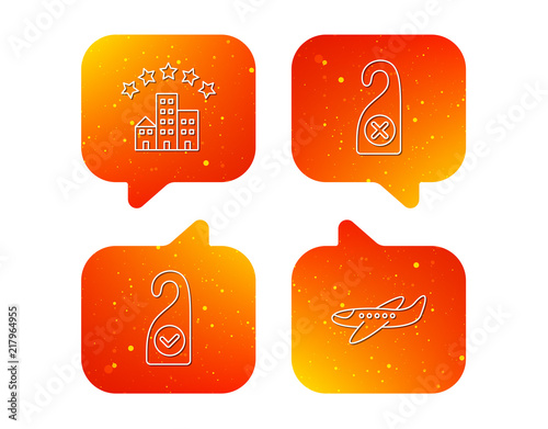 Hotel, airplane and clean room icons.
