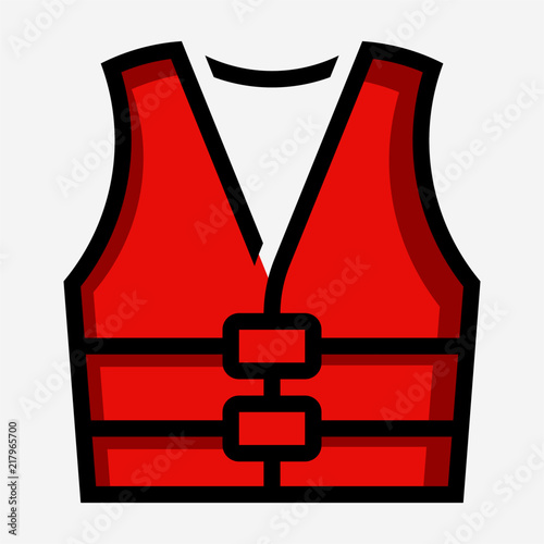 Coloured outline Life jacket pixel perfect vector icon