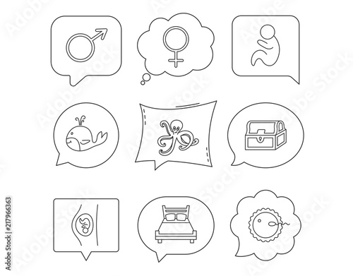 Fertilization, pregnancy and pediatrics icons.