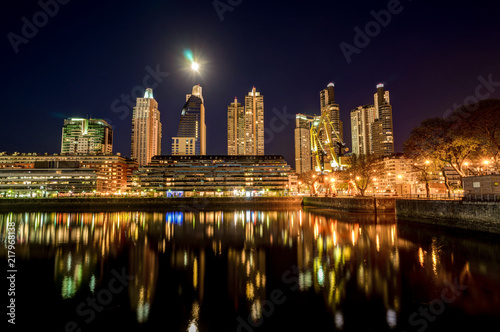 Night View Harbour Puerto Madero district in Buenos Aires Argent photo