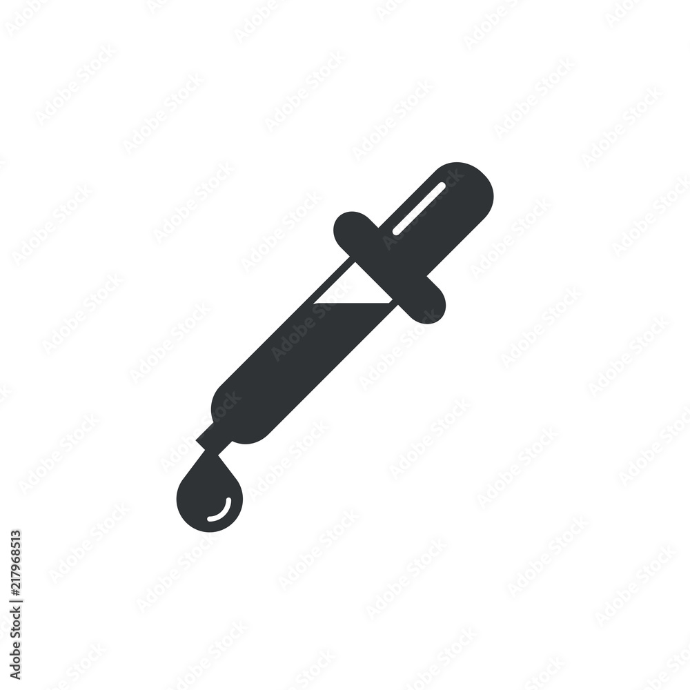 Vector modern pipette icon with drop on white. Vector modern pipette icon with drop on white.