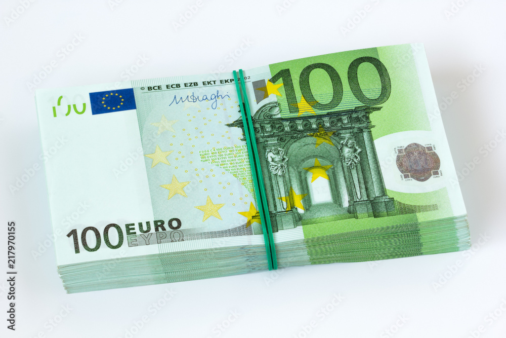 Pile of one hundred euro banknotes Pile of one hundred euro banknotes