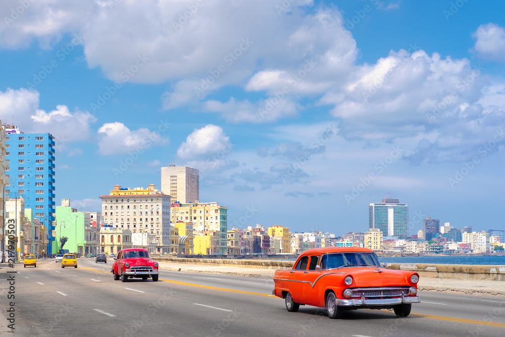 The famous Malecon avenue with a view of the the Havana skyline