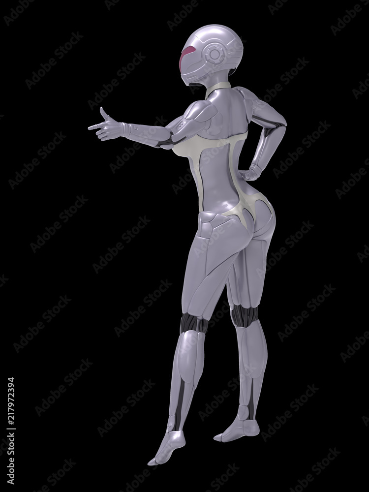 Robotic Cyber Woman is pointing 3D Rendering Robotic Cyber Woman is pointing 3D Rendering
