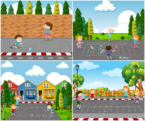 Scene of children playing outdoors