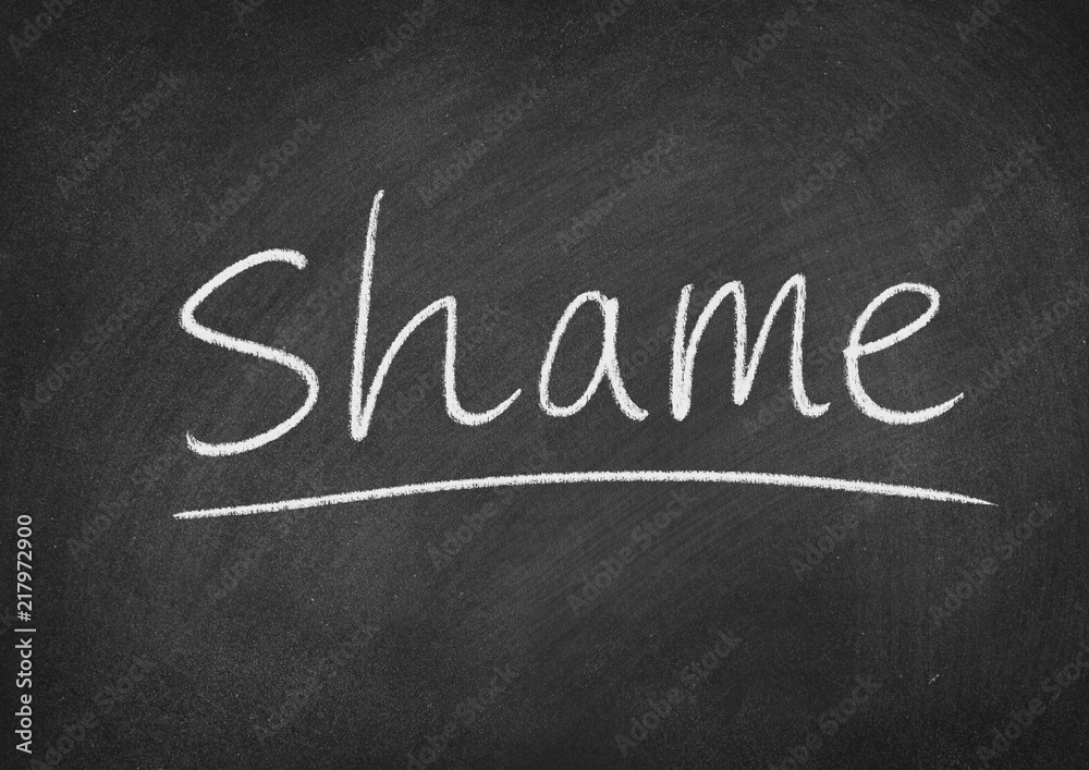 Fototapeta premium shame concept word on a blackboard background