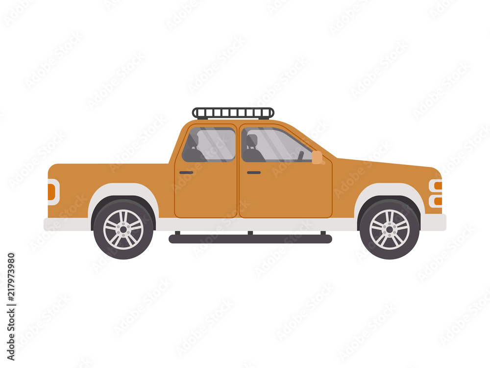 A car pickup truck in a flat style on an isolated white background. Vector illustration