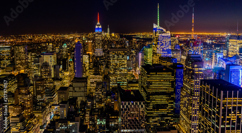 New York Skyline Manhatten Cityscape Empire State Building from Top of the Rock Sunset