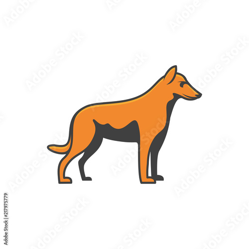 minimalist line art outline head dog icon logo template vector illustration