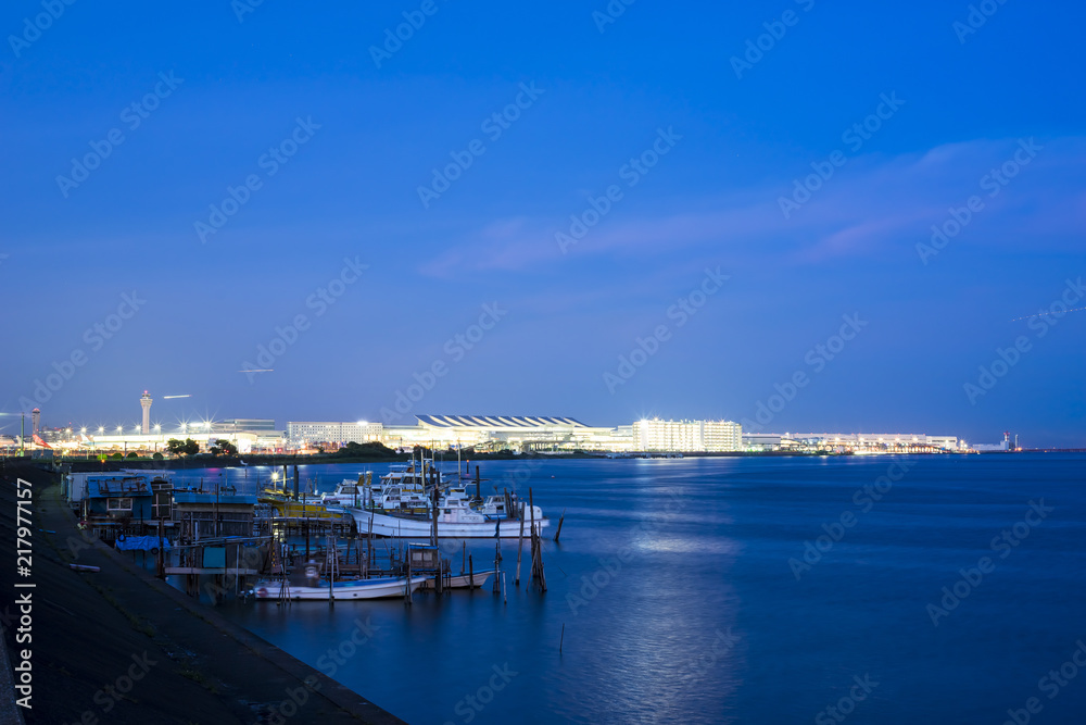 夜の多摩川河口の風景 夜の多摩川河口の風景