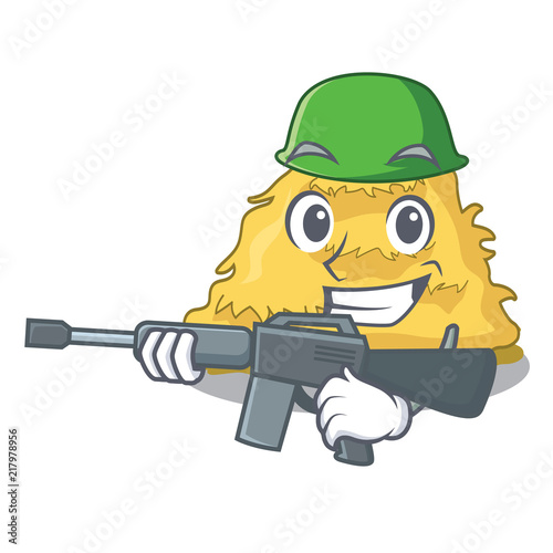 Army hay bale character cartoon photo