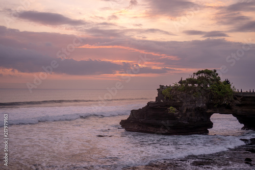 Sunset at Pura Batu Bolong temple on the beatiful rock in Bali © pigprox