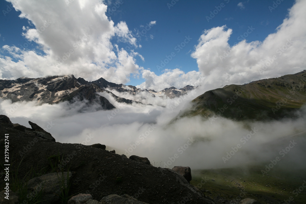 The view of the Caucasus mountains, Elbrus region.