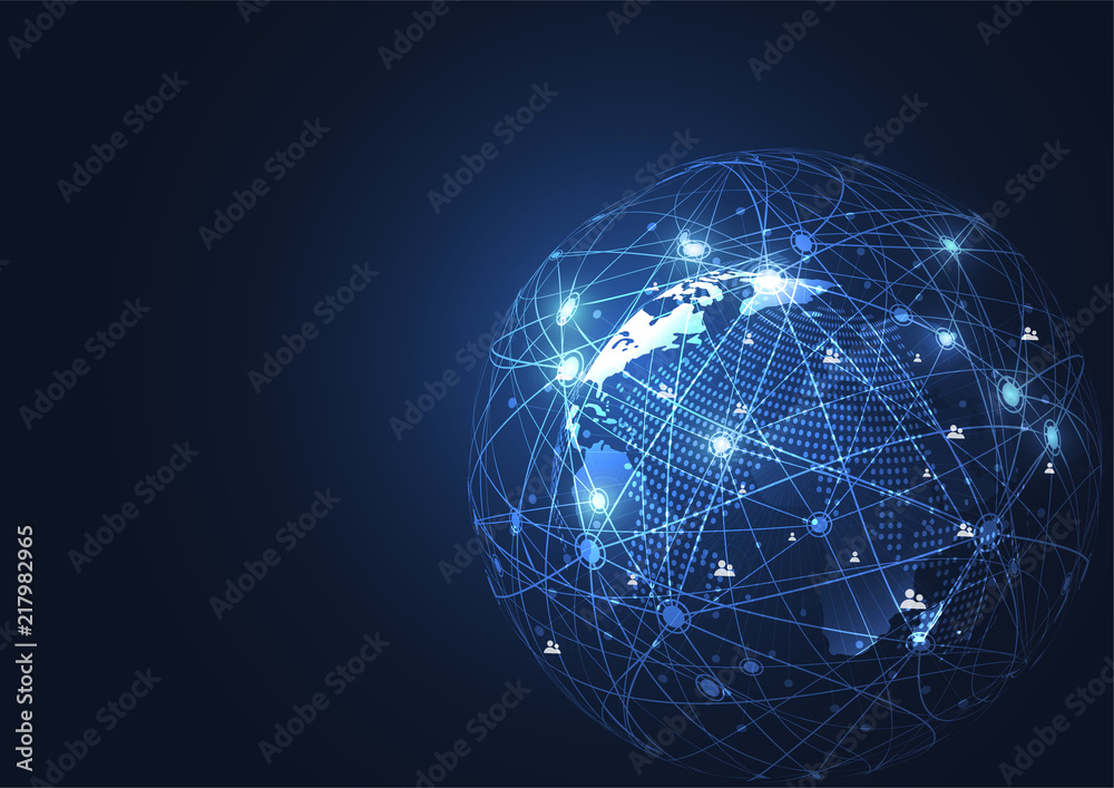 Global network connection. World map point and line composition concept of global business. Vector Illustration Global network connection. World map point and line composition concept of global business. Vector Illustration