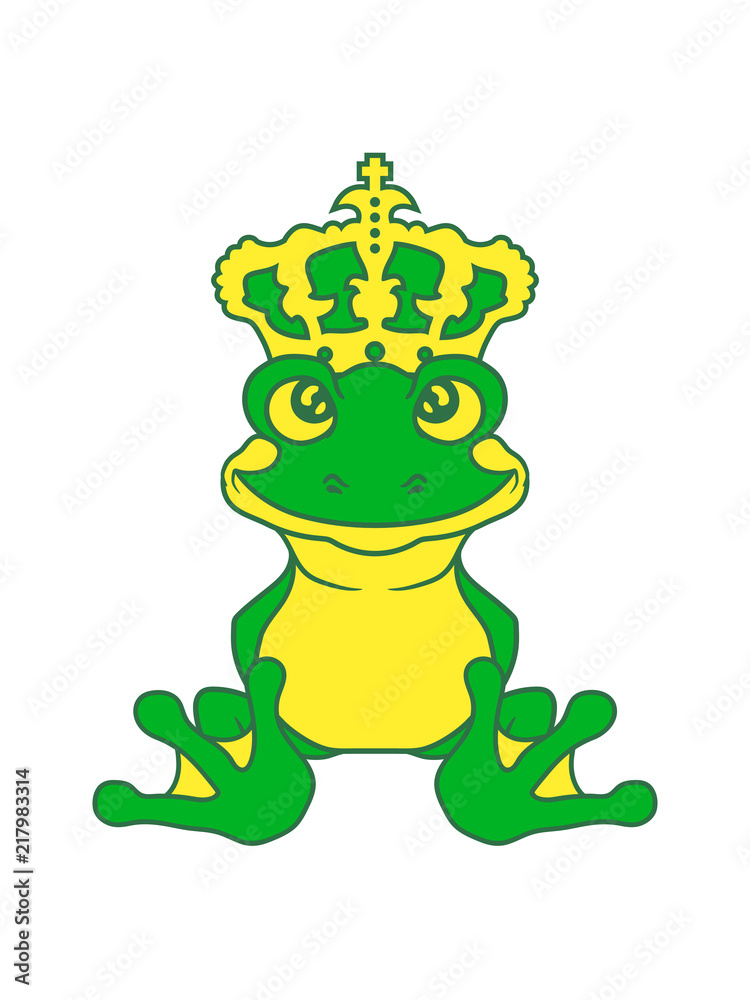 krone froschkönig gold kugel märchen geschichte prinz frosch sitzend süß  niedlich klein comic cartoon clipart Stock Illustration | Adobe Stock