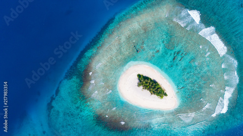 Fototapeta Naklejka Na Ścianę i Meble -  Aerial Shot of Desert Island off the Coast of Sumatra, Indonesia 