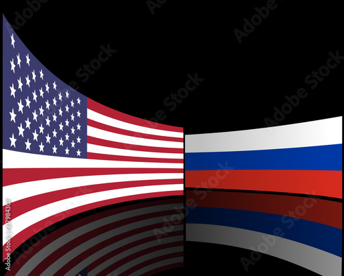 USA and Russia flags  photo