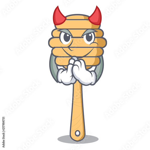 Devil honey spoon mascot cartoon