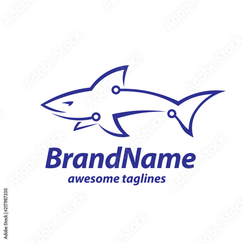 creative tech and shark logo concept  vector shark tech logo concept illustration