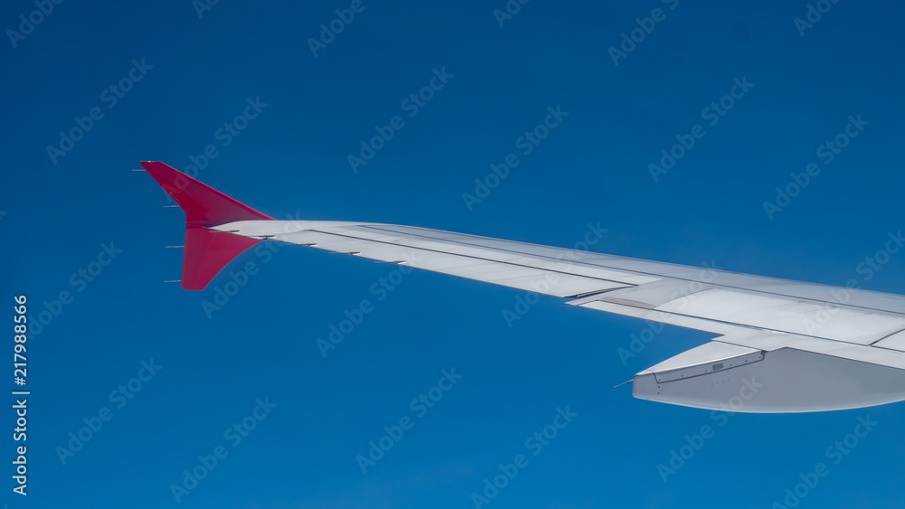 Aircraft wing and blue sky Aircraft wing and blue sky