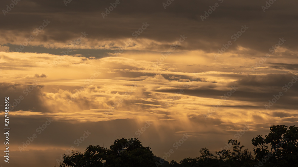 Evening sky golden color