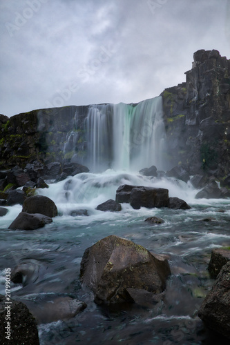 Öxarárfoss waterfall with long exposure