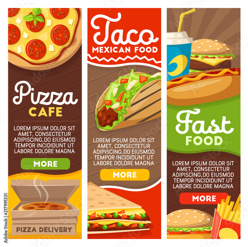 Fast food pizza and Mexican tacos delivery menu