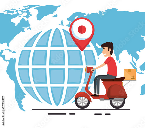 delivery worker in motorcycle