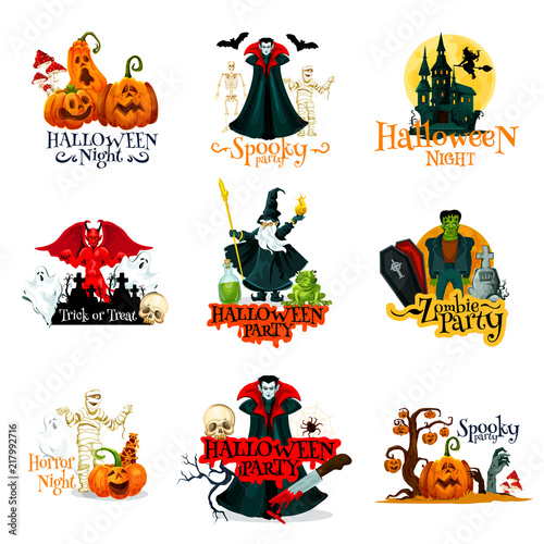 Halloween horror night party monsters badge