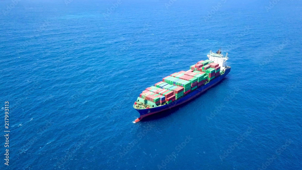 Large container ship at sea - Aerial image Large container ship at sea - Aerial image