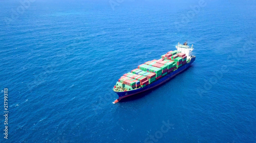 Large container ship at sea - Aerial image © STOCKSTUDIO