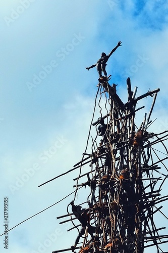 Panngi, Pentecost Island / Vanuatu - MAY 10 2016: Land diving ceremony held by the celebration of yam harvest around the south west shore