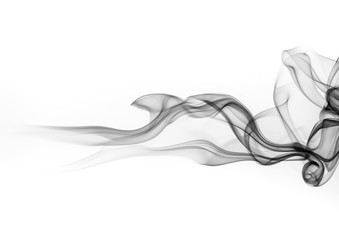 Black and white smoke abstract on white background, fire design