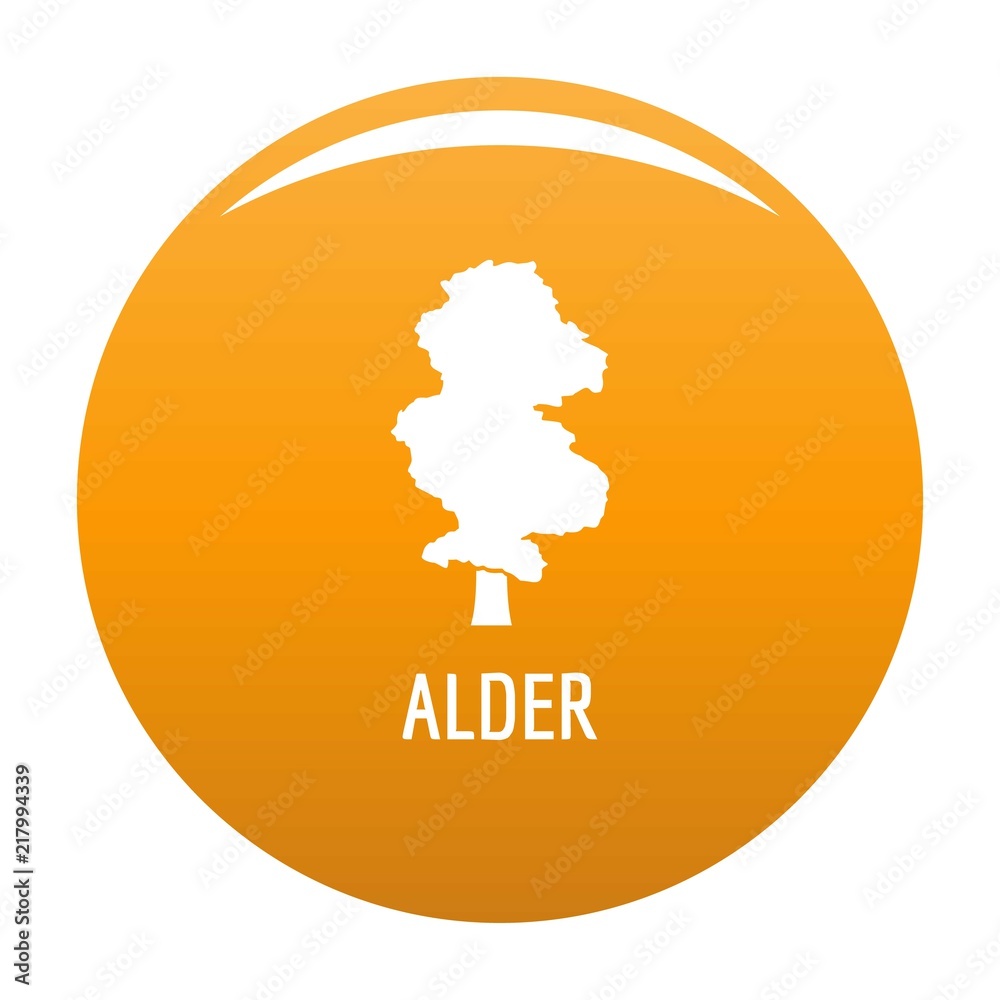 Alder tree icon. Simple illustration of alder tree vector icon for any design orange Alder tree icon. Simple illustration of alder tree vector icon for any design orange